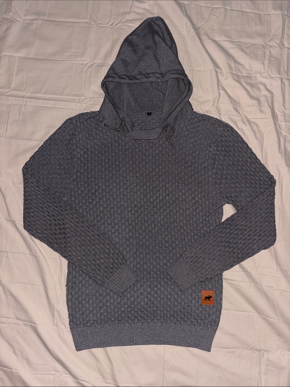 Men's Gray Hooded Knit Sweater